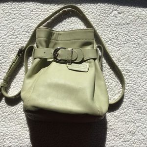 COACH BOHO Vintage mint green cinched bucket handbag.